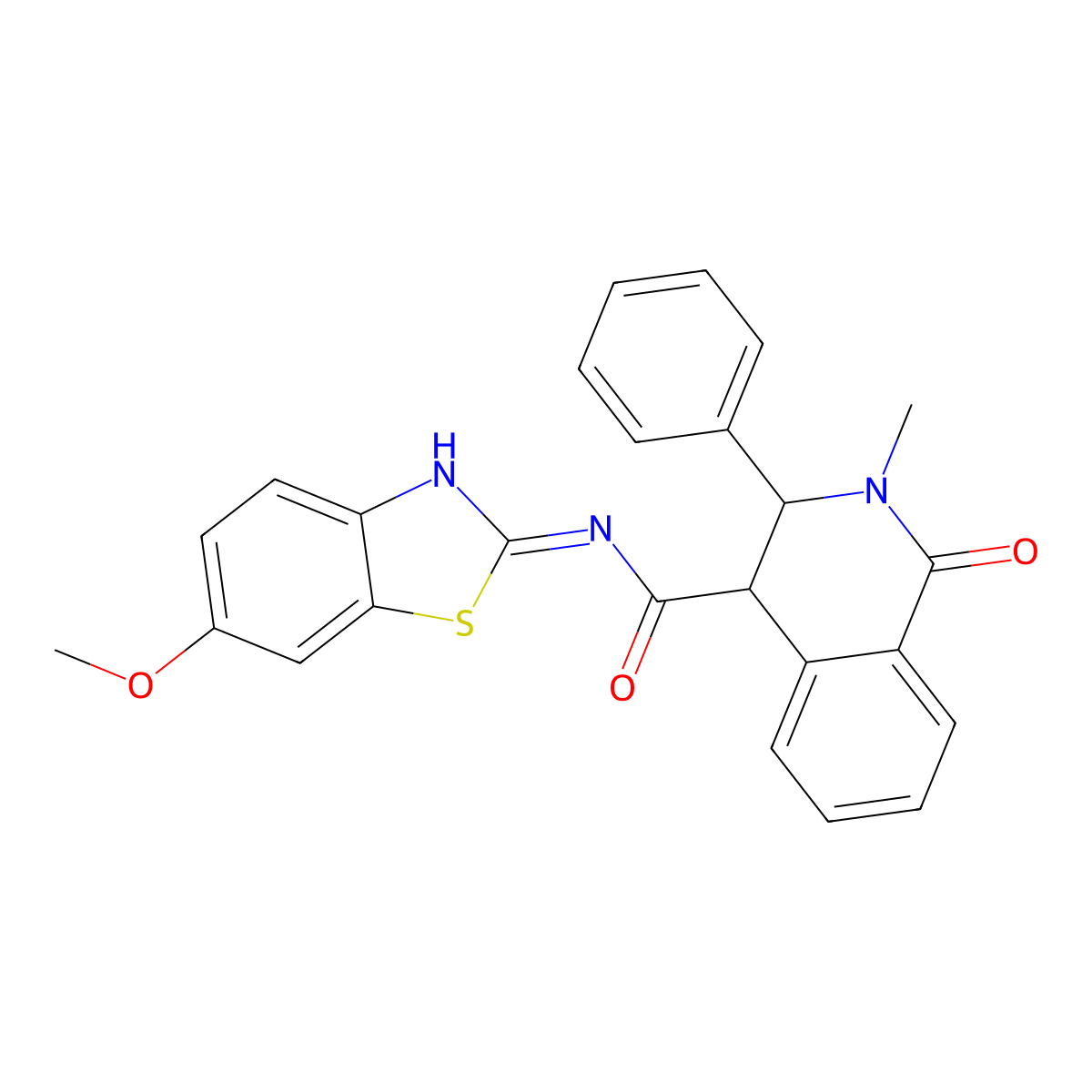 N-[(2Z)-6-methoxy-1,3-benzothiazol-2(3H)-ylidene]-2-methyl-1-oxo-3-phenyl-1,2,3,4-tetrahydroisoquinoline-4-carboxamide molecular structure, CAS 1190272-73-1