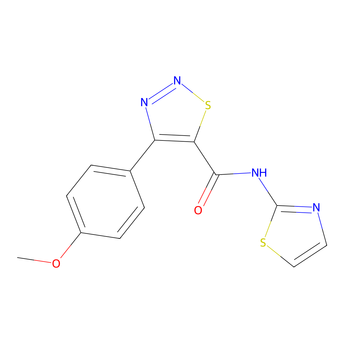 4-(4-methoxyphenyl)-N-(1,3-thiazol-2-yl)-1,2,3-thiadiazole-5-carboxamide molecular structure, CAS 1190272-78-6