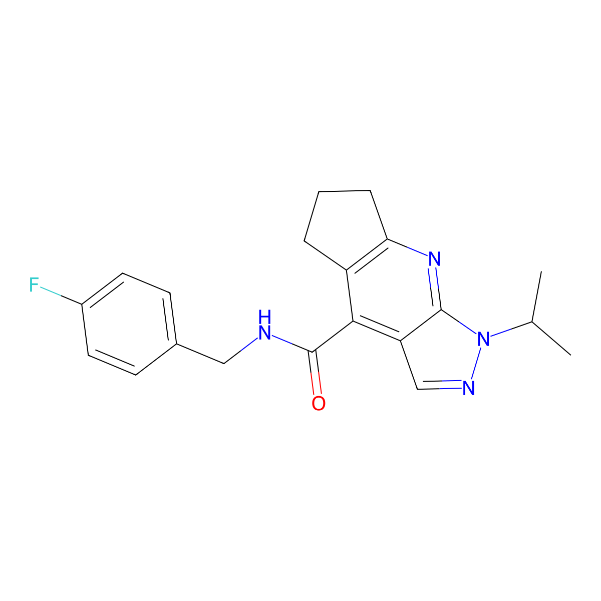 N-(4-fluorobenzyl)-1-(propan-2-yl)-1,5,6,7-tetrahydrocyclopenta[b]pyrazolo[4,3-e]pyridine-4-carboxamide molecular structure, CAS 1190272-83-3