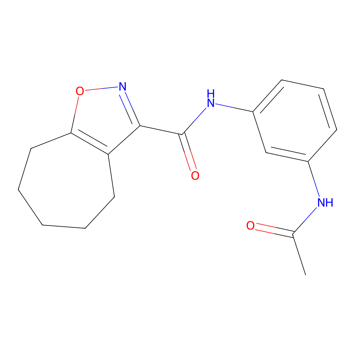 N-[3-(acetylamino)phenyl]-5,6,7,8-tetrahydro-4H-cyclohepta[d][1,2]oxazole-3-carboxamide molecular structure, CAS 1190272-96-8