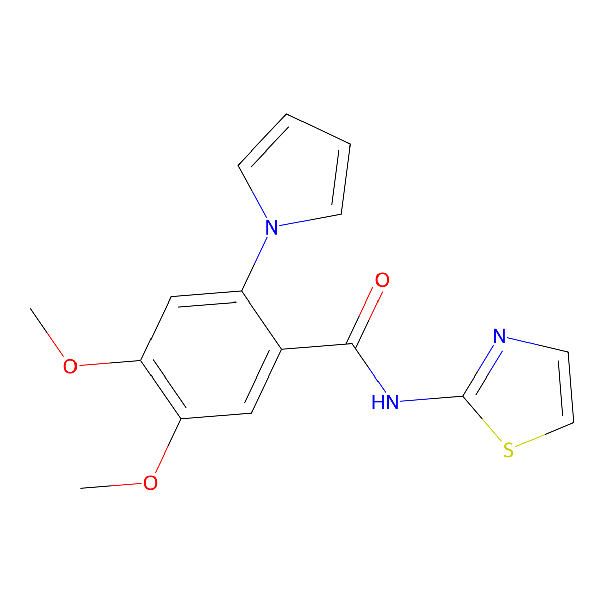 4,5-dimethoxy-2-(1H-pyrrol-1-yl)-N-(1,3-thiazol-2-yl)benzamide molecular structure, CAS 1190273-30-3