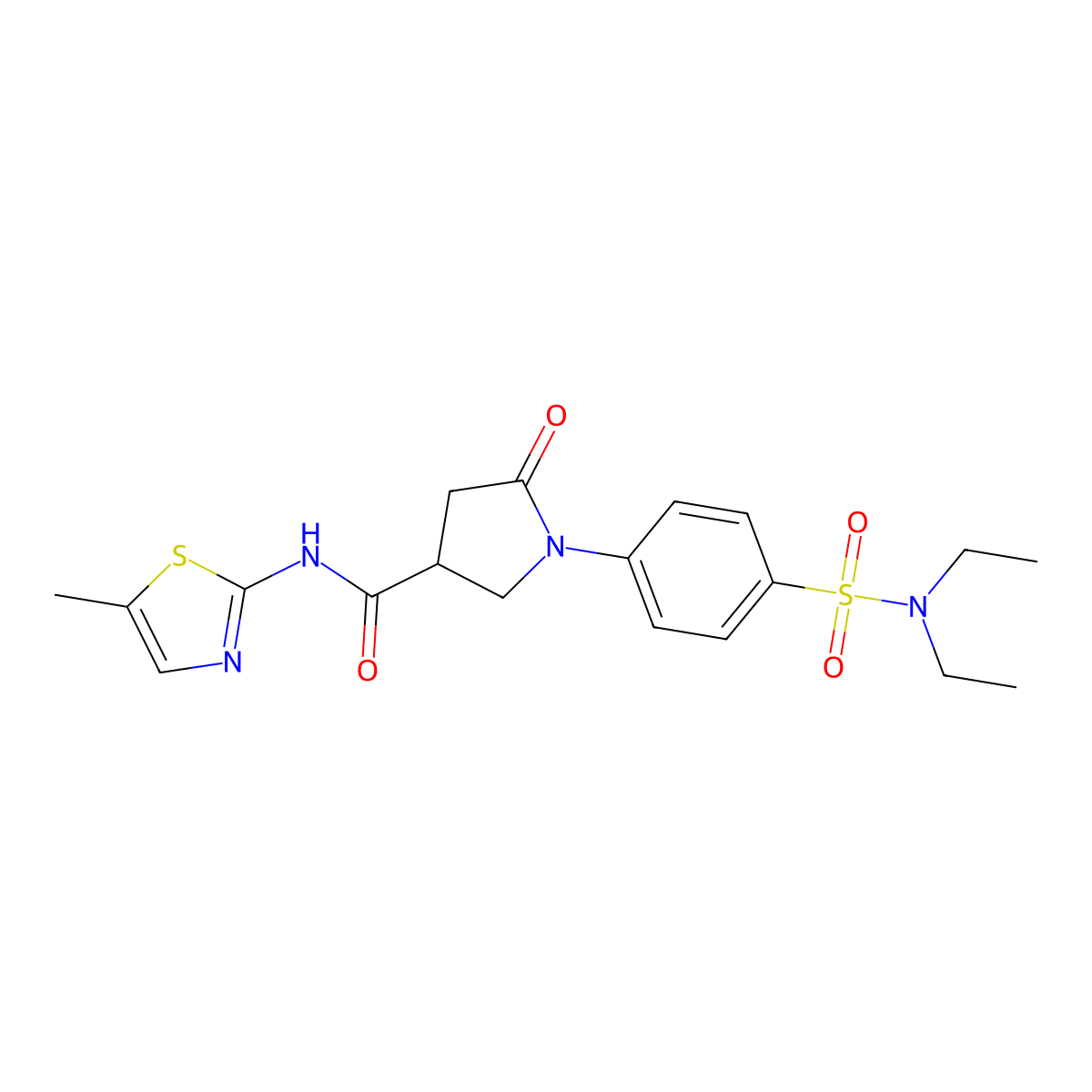 1-[4-(diethylsulfamoyl)phenyl]-N-(5-methyl-1,3-thiazol-2-yl)-5-oxopyrrolidine-3-carboxamide molecular structure, CAS 1190273-50-7