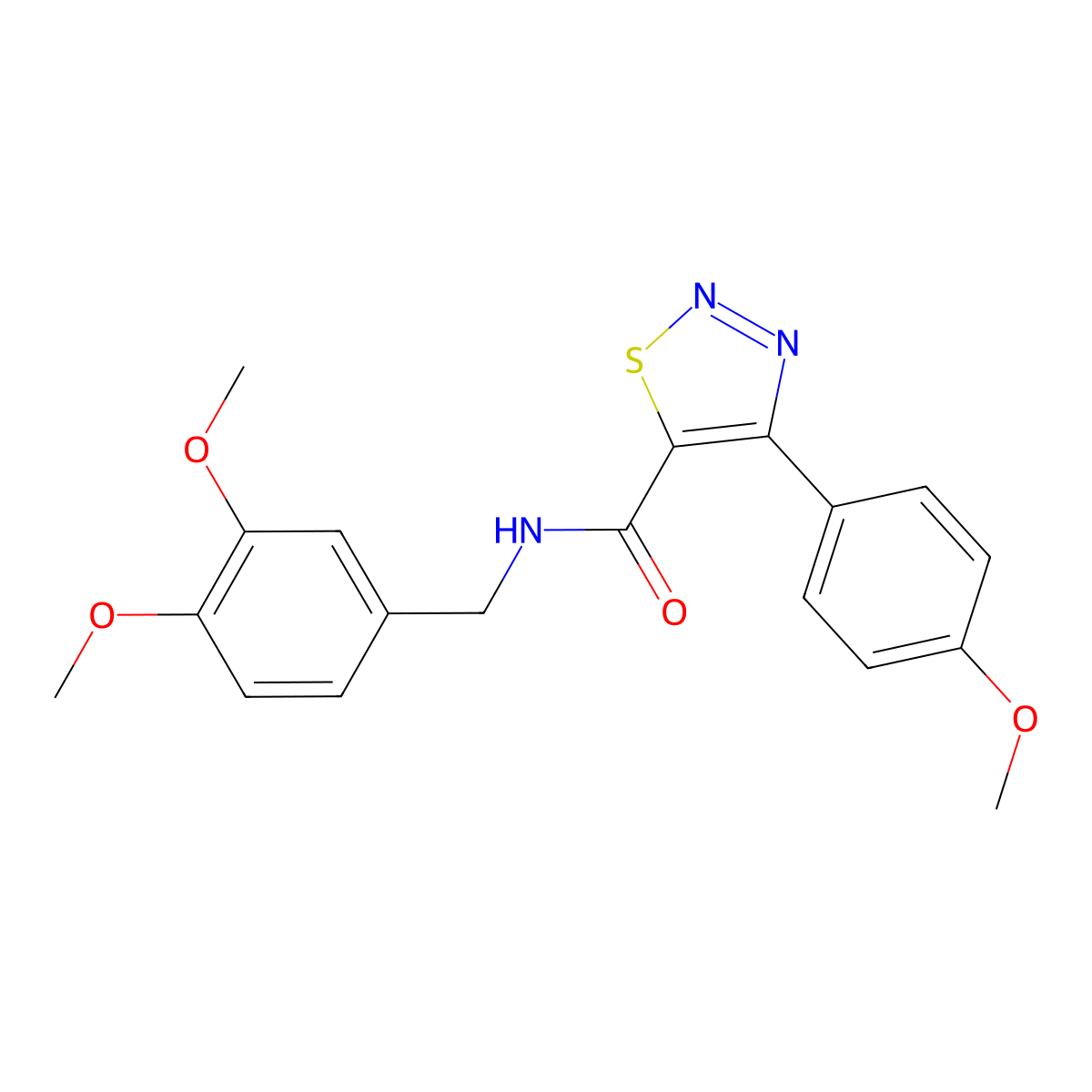 N-(3,4-dimethoxybenzyl)-4-(4-methoxyphenyl)-1,2,3-thiadiazole-5-carboxamide molecular structure, CAS 1190274-02-2