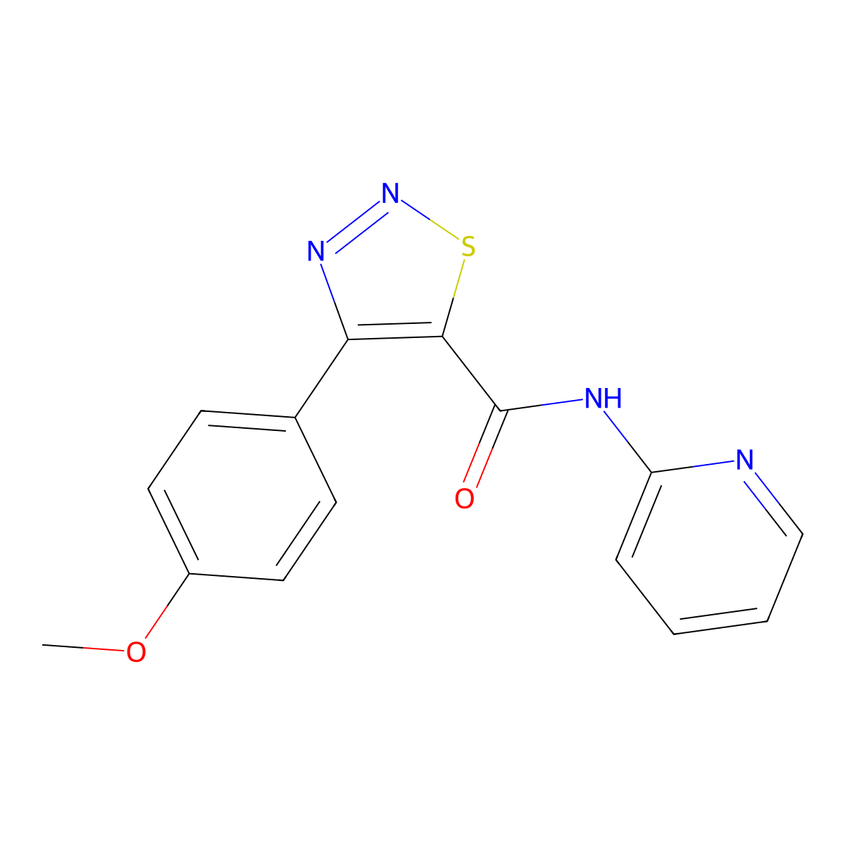 4-(4-methoxyphenyl)-N-(pyridin-2-yl)-1,2,3-thiadiazole-5-carboxamide molecular structure, CAS 1190274-03-3