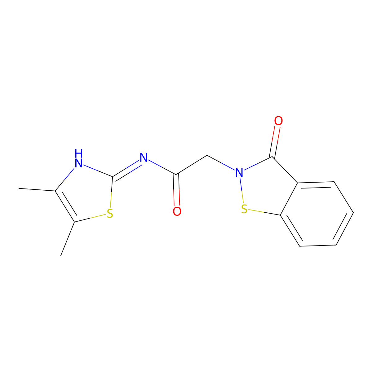 N-[(2Z)-4,5-dimethyl-1,3-thiazol-2(3H)-ylidene]-2-(3-oxo-1,2-benzothiazol-2(3H)-yl)acetamide molecular structure, CAS 1190274-06-6