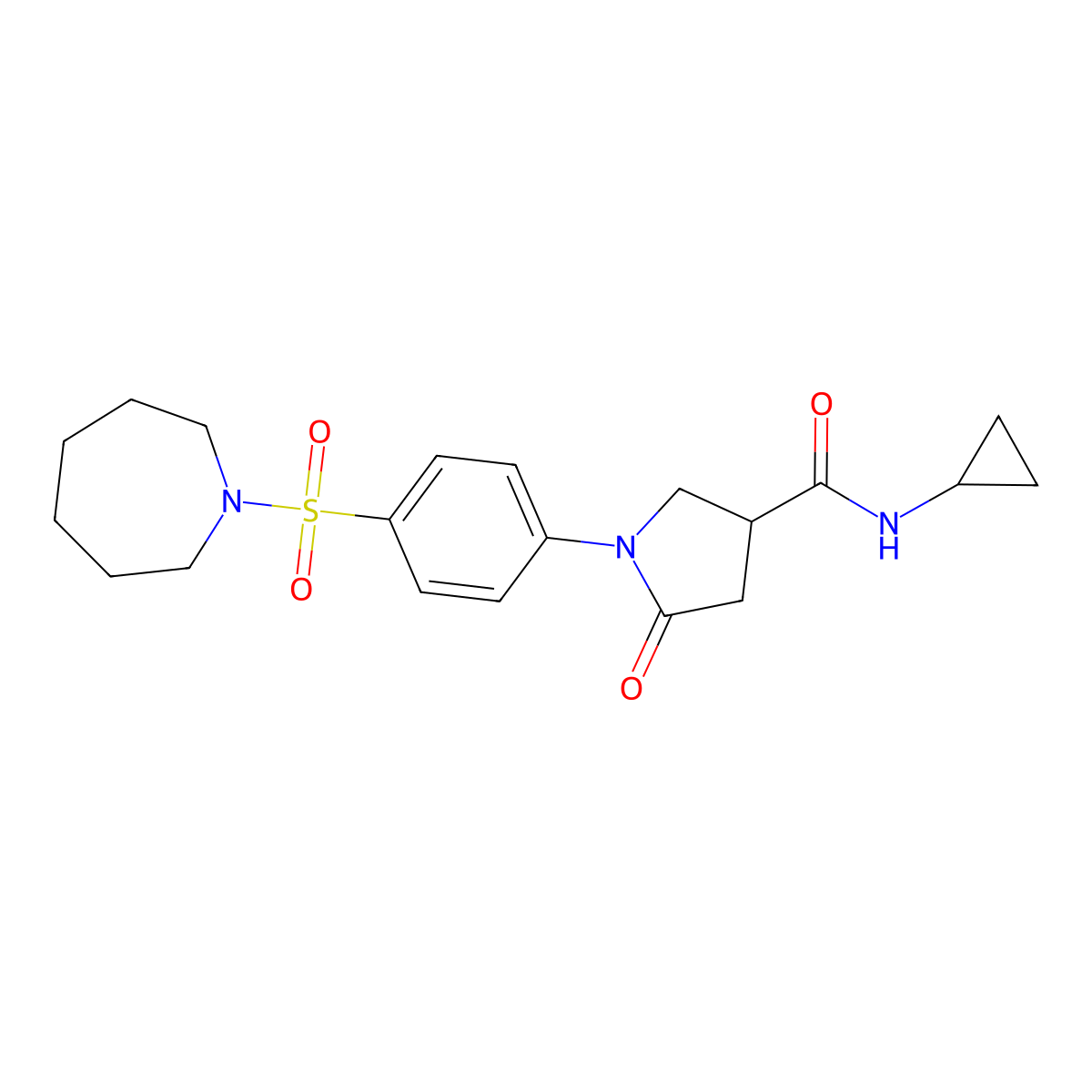 1-[4-(azepan-1-ylsulfonyl)phenyl]-N-cyclopropyl-5-oxopyrrolidine-3-carboxamide molecular structure, CAS 1190274-16-8