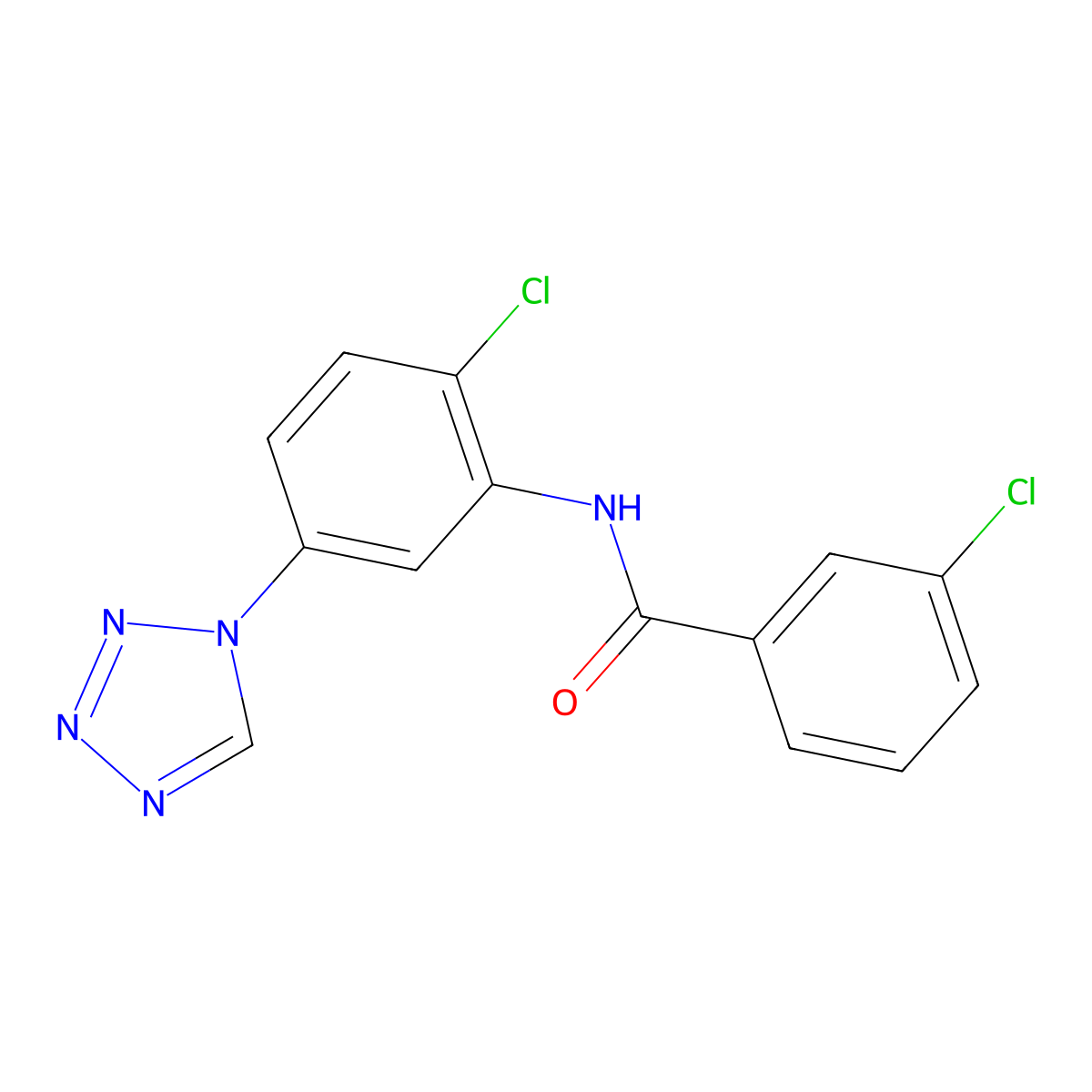3-chloro-N-[2-chloro-5-(1H-tetrazol-1-yl)phenyl]benzamide molecular structure, CAS 1190274-27-1