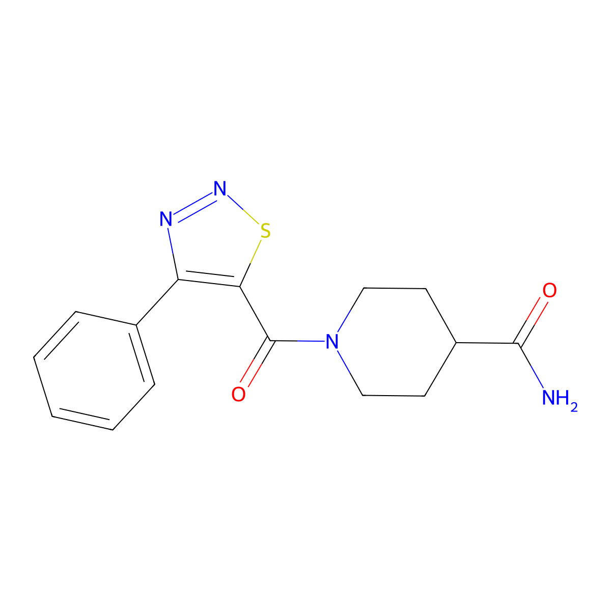 1-[(4-Phenyl-1,2,3-thiadiazol-5-yl)carbonyl]piperidine-4-carboxamide molecular structure, CAS 1190274-32-8