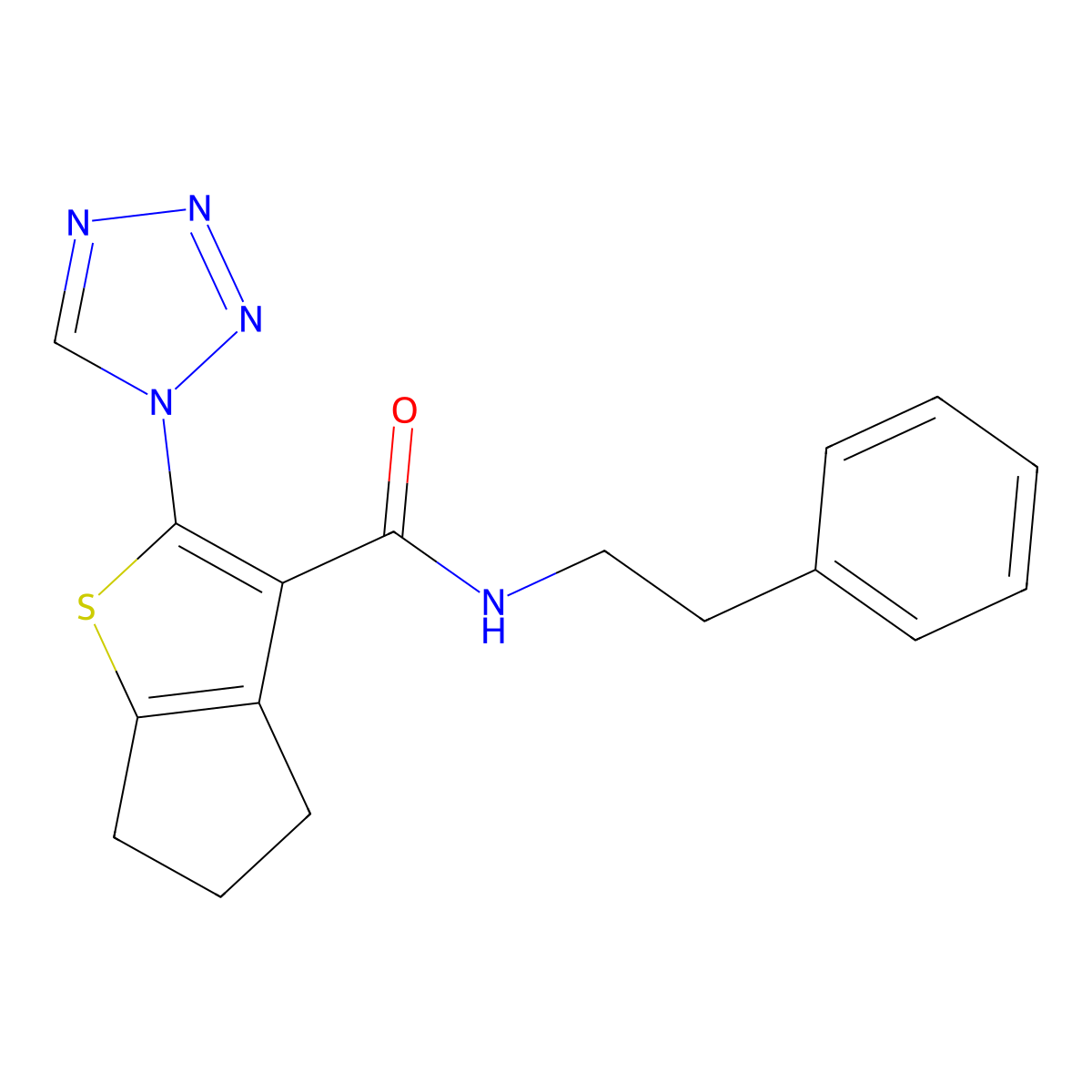 N-(2-phenylethyl)-2-(1H-tetrazol-1-yl)-5,6-dihydro-4H-cyclopenta[b]thiophene-3-carboxamide molecular structure, CAS 1190274-63-5