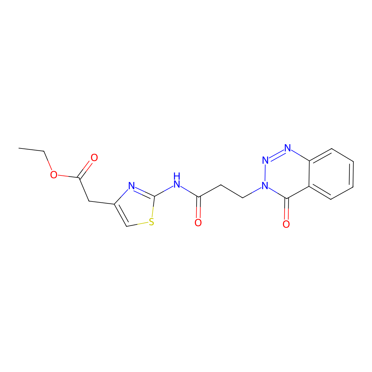 ethyl (2-{[3-(4-oxo-1,2,3-benzotriazin-3(4H)-yl)propanoyl]amino}-1,3-thiazol-4-yl)acetate molecular structure, CAS 1190274-77-1