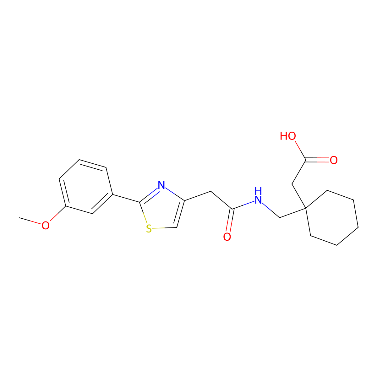 {1-[({[2-(3-Methoxyphenyl)-1,3-thiazol-4-yl]acetyl}amino)methyl]cyclohexyl}acetic acid molecular structure, CAS 1190274-94-2