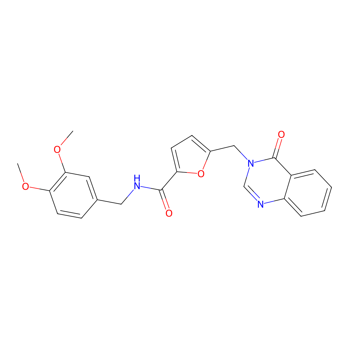 N-(3,4-dimethoxybenzyl)-5-[(4-oxoquinazolin-3(4H)-yl)methyl]furan-2-carboxamide molecular structure, CAS 1190275-02-5