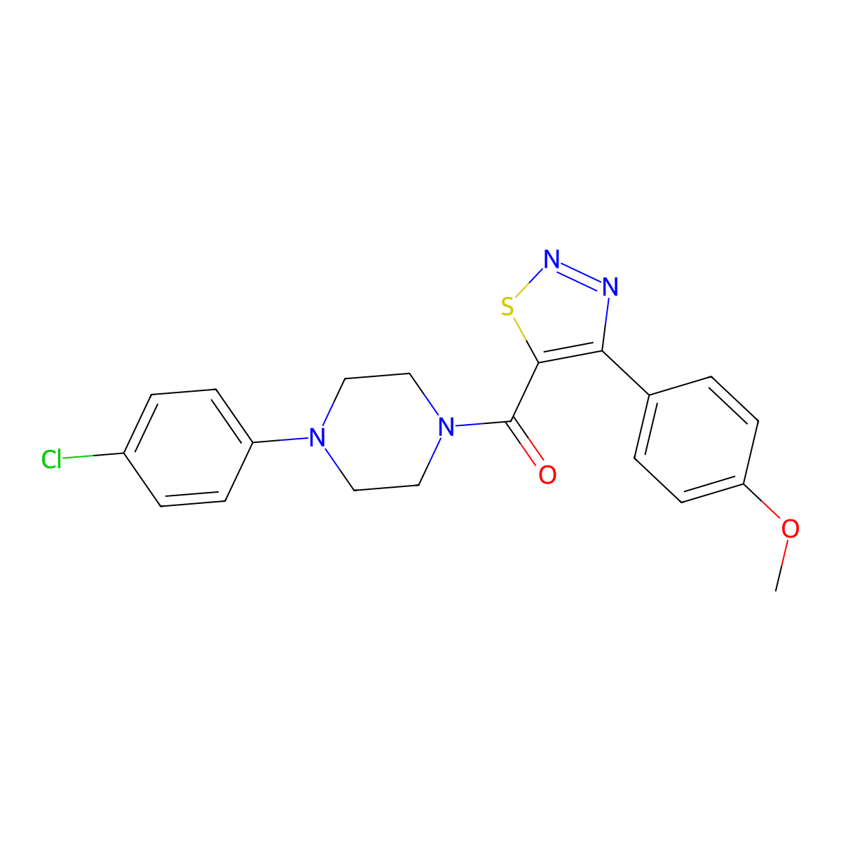 [4-(4-Chlorophenyl)piperazin-1-yl][4-(4-methoxyphenyl)-1,2,3-thiadiazol-5-yl]methanone molecular structure, CAS 1190275-19-4