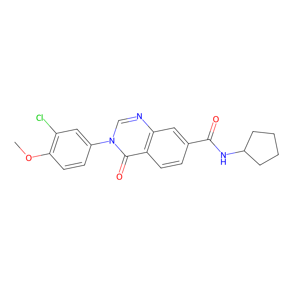 3-(3-chloro-4-methoxyphenyl)-N-cyclopentyl-4-oxo-3,4-dihydroquinazoline-7-carboxamide molecular structure, CAS 1190275-22-9