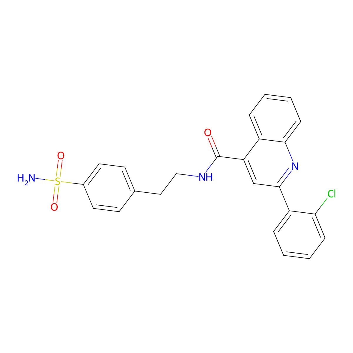 2-(2-chlorophenyl)-N-[2-(4-sulfamoylphenyl)ethyl]quinoline-4-carboxamide molecular structure, CAS 1190275-43-4