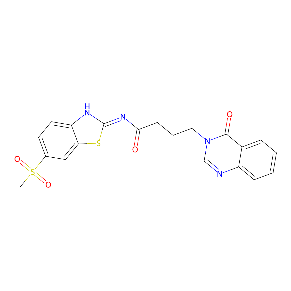 N-[(2Z)-6-(methylsulfonyl)-1,3-benzothiazol-2(3H)-ylidene]-4-(4-oxoquinazolin-3(4H)-yl)butanamide molecular structure, CAS 1190275-51-4