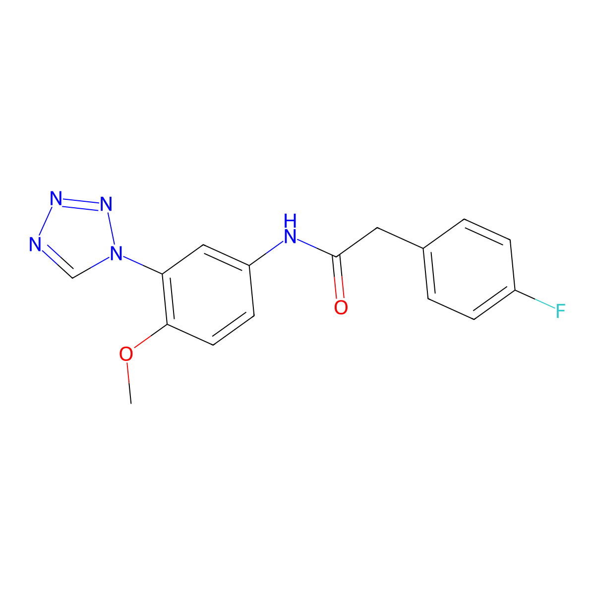 2-(4-fluorophenyl)-N-[4-methoxy-3-(1H-tetrazol-1-yl)phenyl]acetamide molecular structure, CAS 1190275-52-5