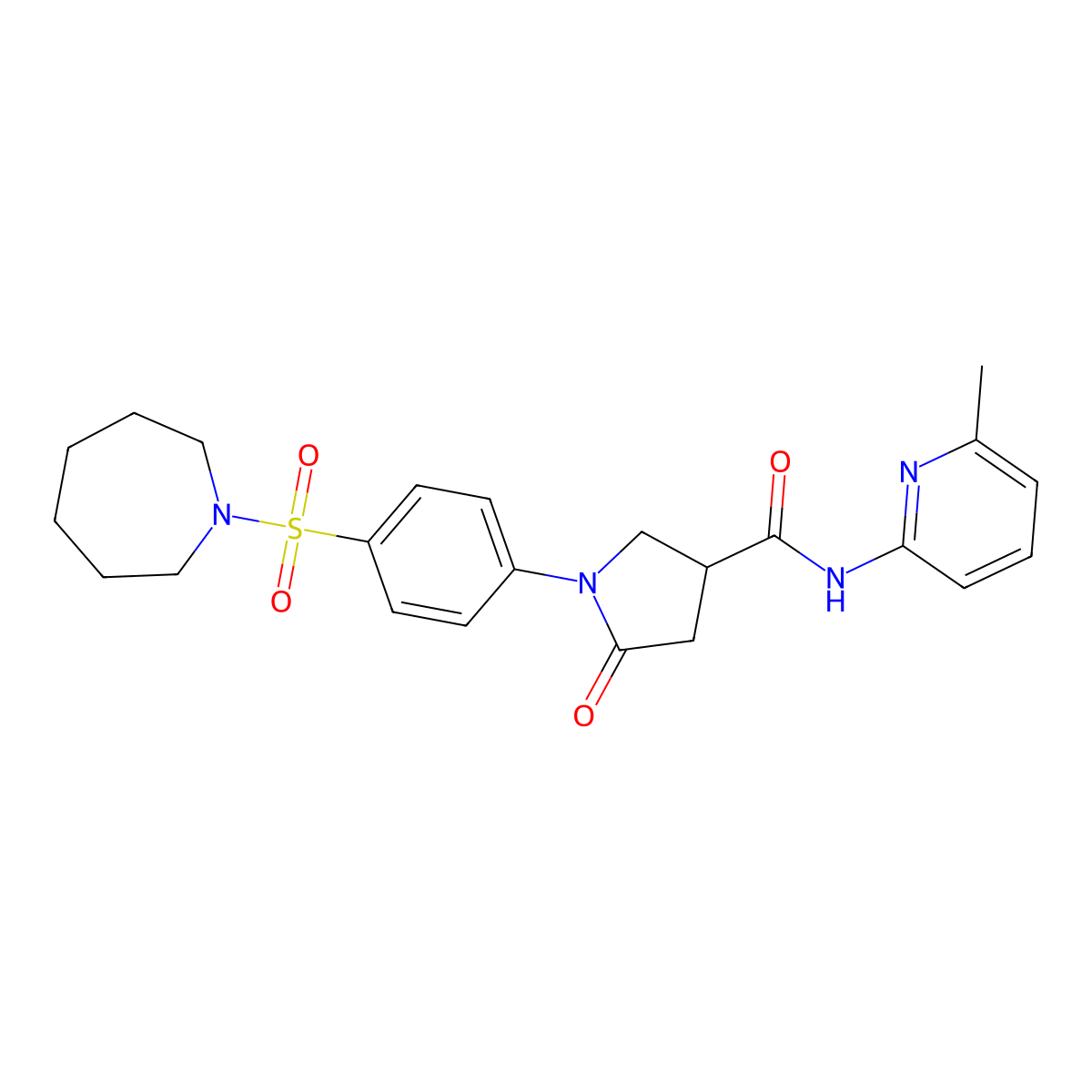 1-[4-(azepan-1-ylsulfonyl)phenyl]-N-(6-methylpyridin-2-yl)-5-oxopyrrolidine-3-carboxamide molecular structure, CAS 1190275-56-9