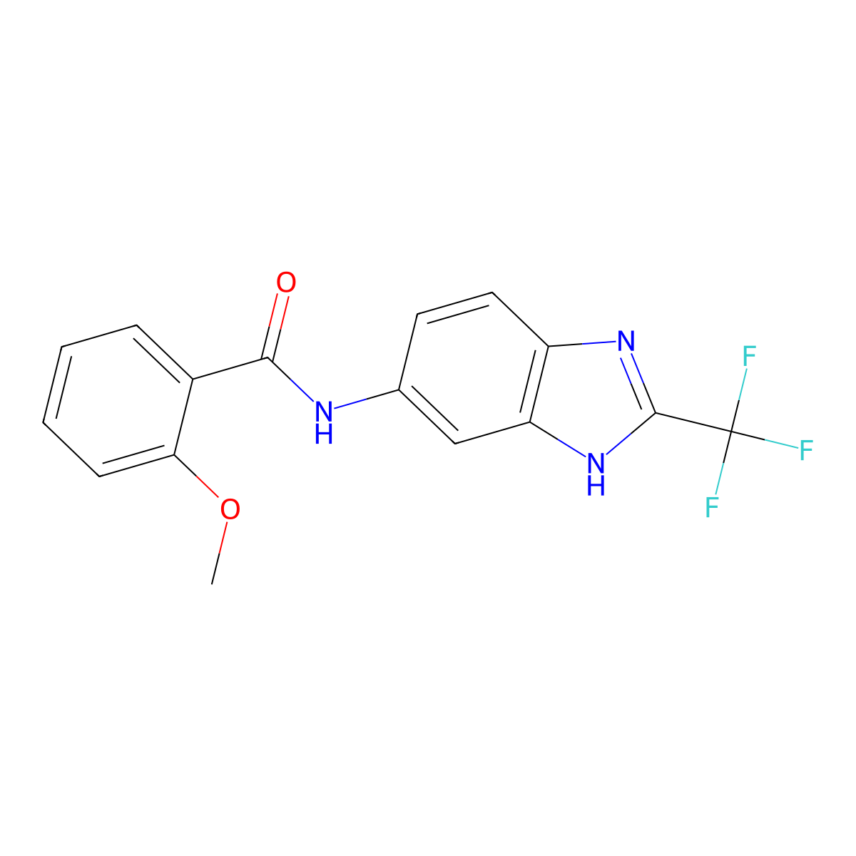2-methoxy-N-[2-(trifluoromethyl)-1H-benzimidazol-5-yl]benzamide molecular structure, CAS 1190275-57-0