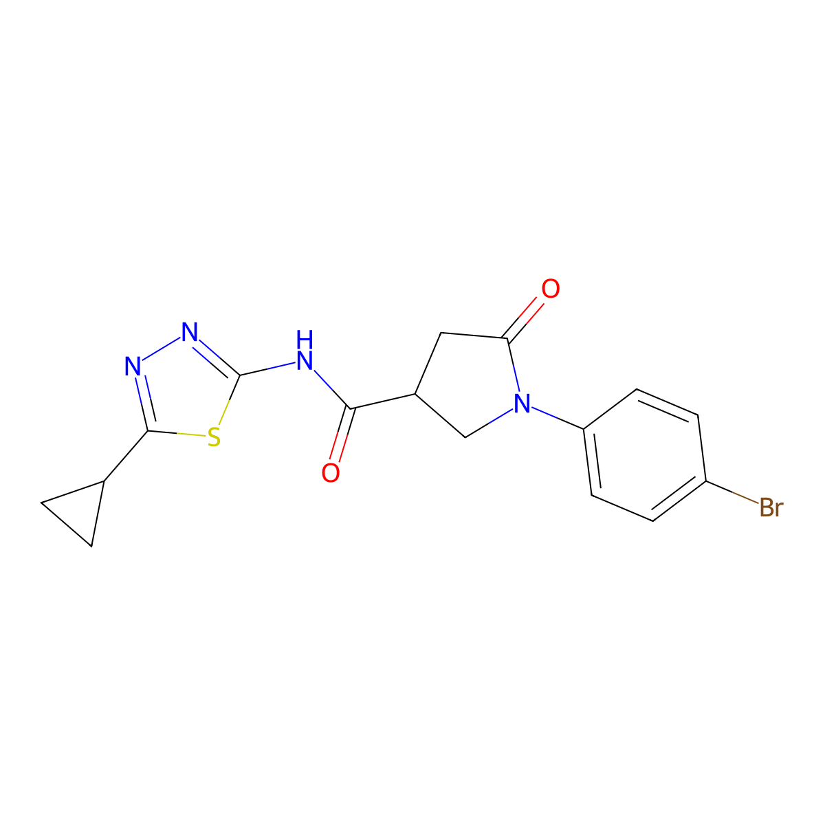 1-(4-bromophenyl)-N-(5-cyclopropyl-1,3,4-thiadiazol-2-yl)-5-oxopyrrolidine-3-carboxamide molecular structure, CAS 1190275-83-2