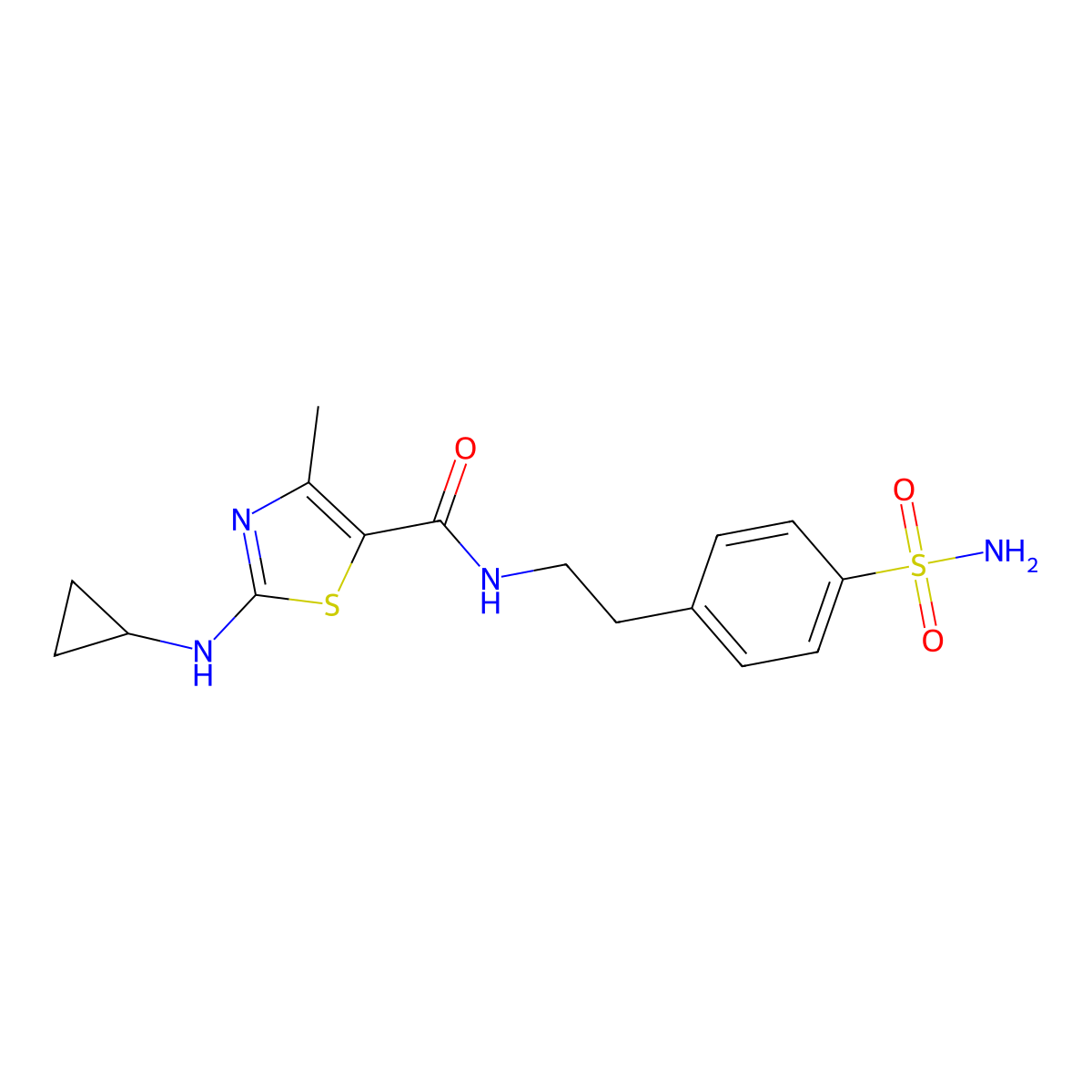 2-(cyclopropylamino)-4-methyl-N-[2-(4-sulfamoylphenyl)ethyl]-1,3-thiazole-5-carboxamide molecular structure, CAS 1190276-02-8