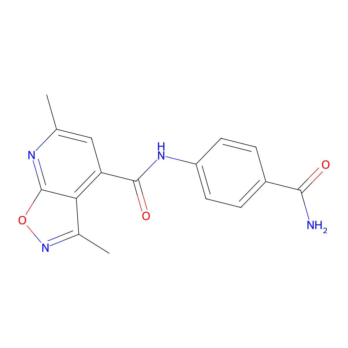 N-(4-carbamoylphenyl)-3,6-dimethyl[1,2]oxazolo[5,4-b]pyridine-4-carboxamide molecular structure, CAS 1190276-05-1