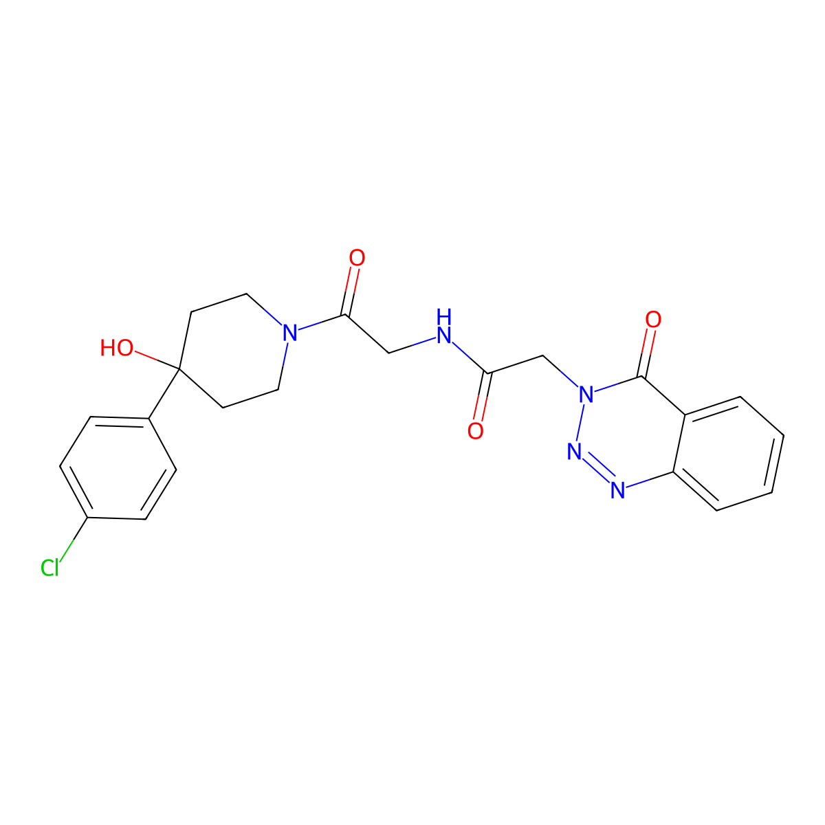 N-{2-[4-(4-chlorophenyl)-4-hydroxypiperidin-1-yl]-2-oxoethyl}-2-(4-oxo-1,2,3-benzotriazin-3(4H)-yl)acetamide molecular structure, CAS 1190276-06-2