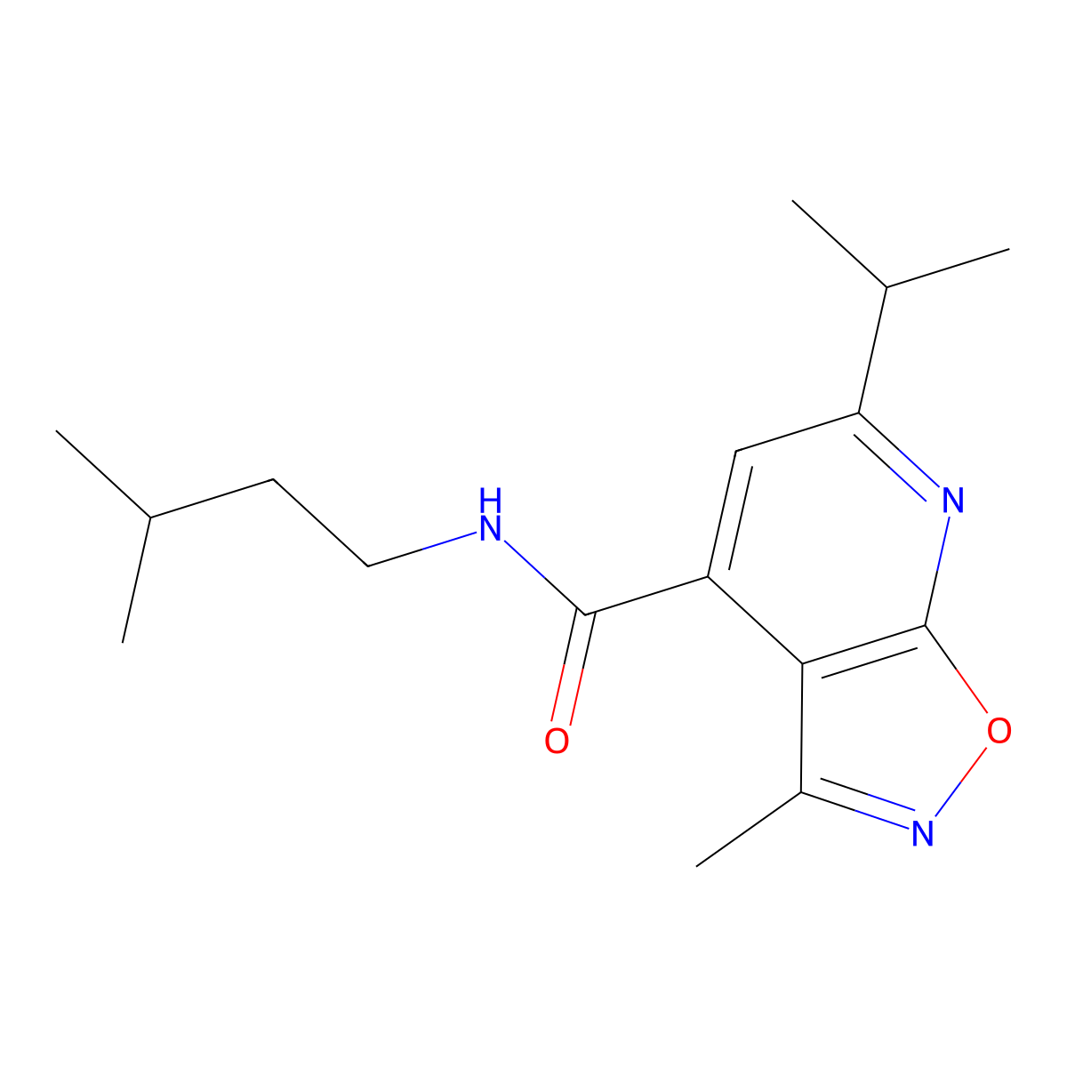 3-methyl-N-(3-methylbutyl)-6-(propan-2-yl)[1,2]oxazolo[5,4-b]pyridine-4-carboxamide molecular structure, CAS 1190276-09-5