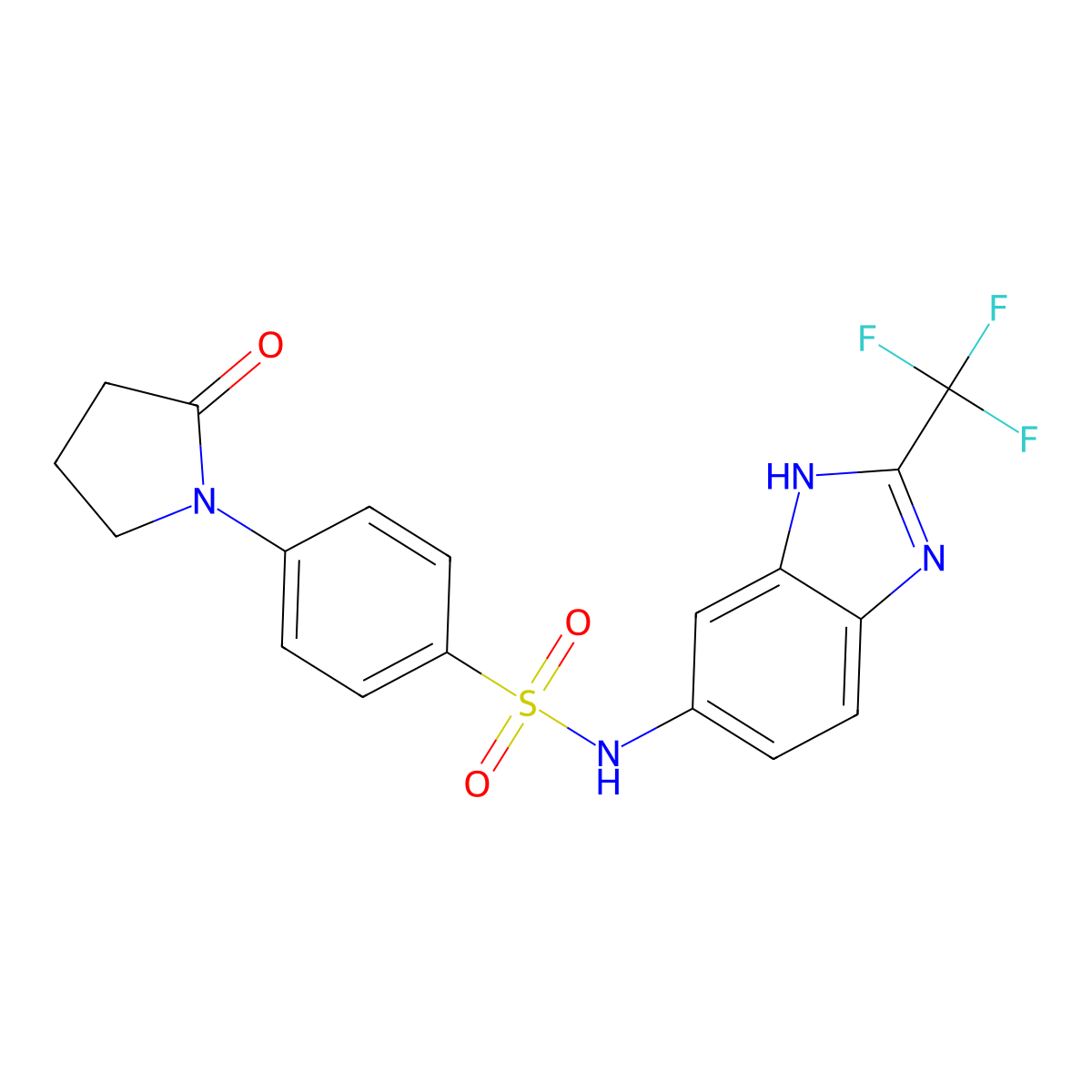 4-(2-oxopyrrolidin-1-yl)-N-[2-(trifluoromethyl)-1H-benzimidazol-6-yl]benzenesulfonamide molecular structure, CAS 1190276-11-9