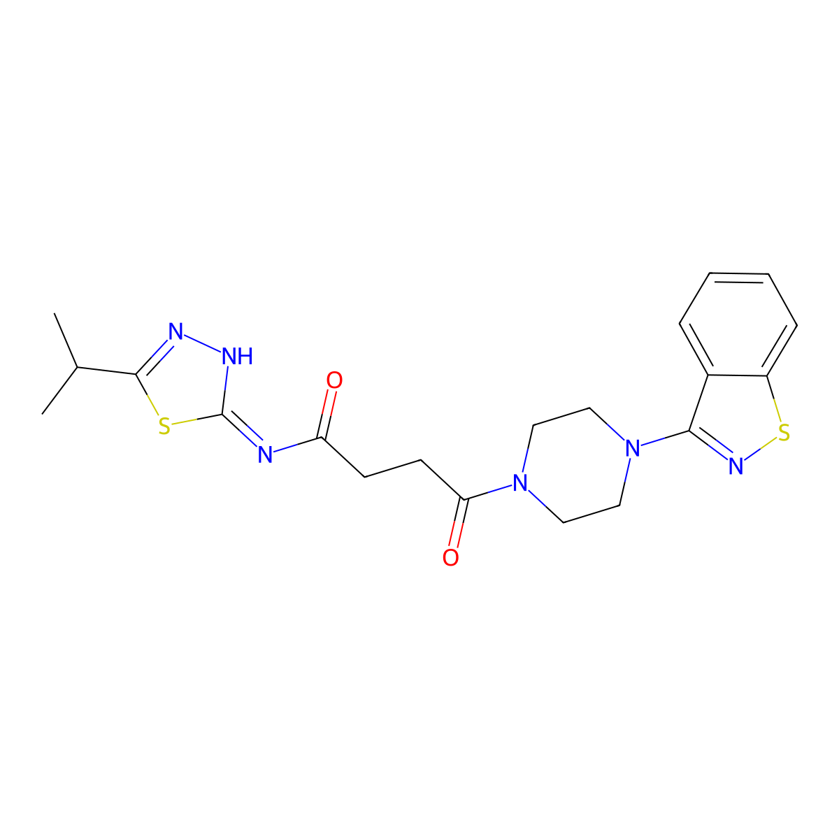 4-[4-(1,2-benzothiazol-3-yl)piperazin-1-yl]-4-oxo-N-[(2E)-5-(propan-2-yl)-1,3,4-thiadiazol-2(3H)-ylidene]butanamide molecular structure, CAS 1190276-15-3
