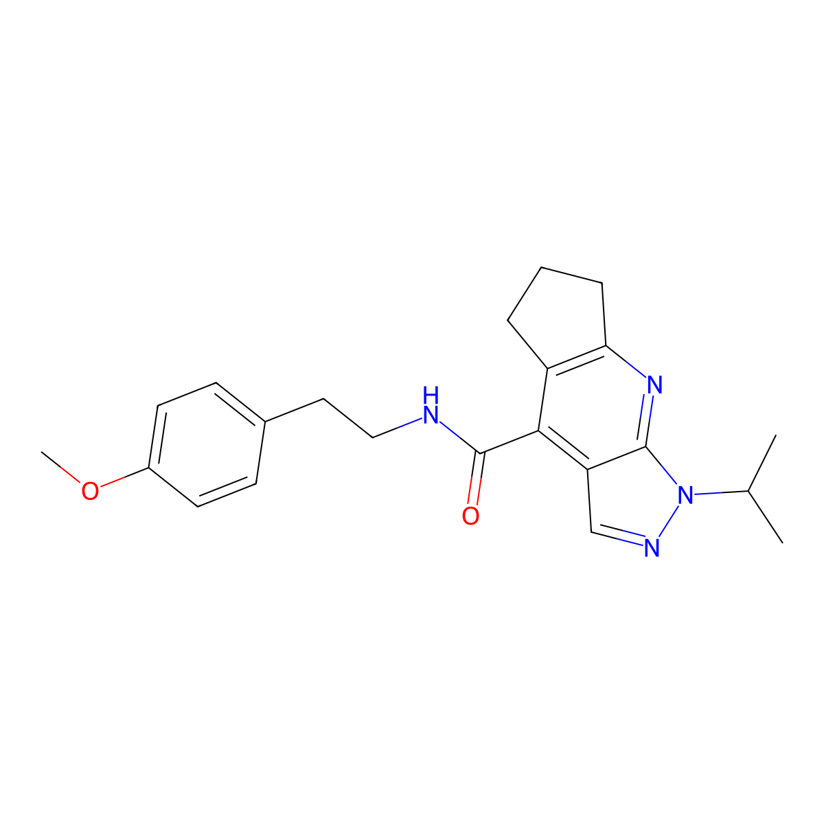 N-[2-(4-methoxyphenyl)ethyl]-1-(propan-2-yl)-1,5,6,7-tetrahydrocyclopenta[b]pyrazolo[4,3-e]pyridine-4-carboxamide molecular structure, CAS 1190276-21-1