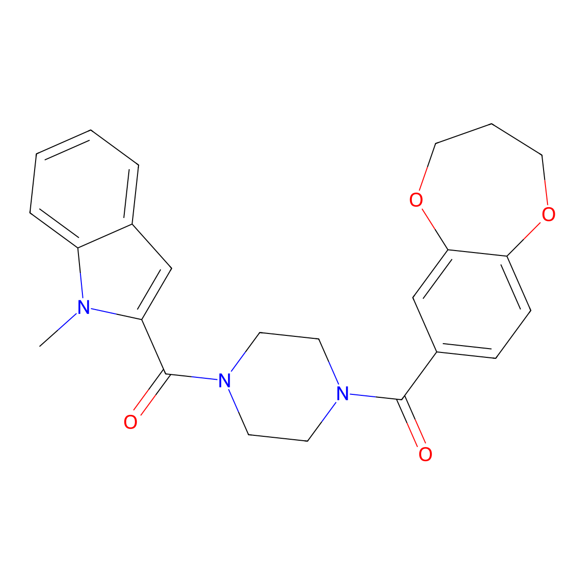 3,4-dihydro-2H-1,5-benzodioxepin-7-yl{4-[(1-methyl-1H-indol-2-yl)carbonyl]piperazin-1-yl}methanone molecular structure, CAS 1190276-29-9