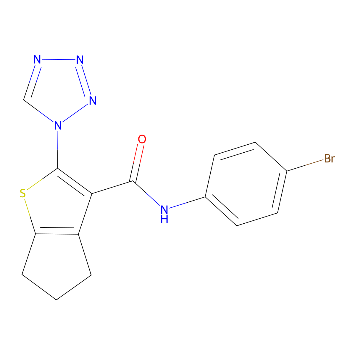 N-(4-bromophenyl)-2-(1H-tetrazol-1-yl)-5,6-dihydro-4H-cyclopenta[b]thiophene-3-carboxamide molecular structure, CAS 1190276-31-3