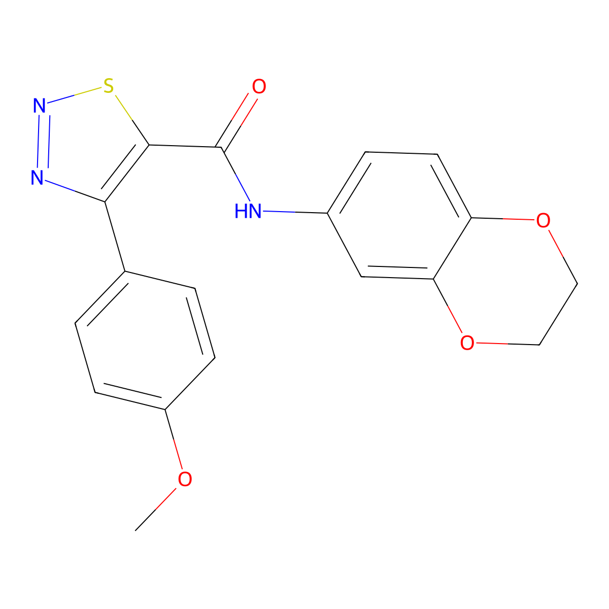 N-(2,3-dihydro-1,4-benzodioxin-6-yl)-4-(4-methoxyphenyl)-1,2,3-thiadiazole-5-carboxamide molecular structure, CAS 1190276-33-5