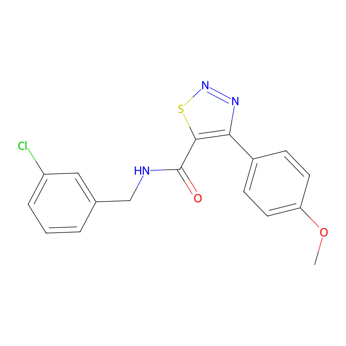 N-(3-chlorobenzyl)-4-(4-methoxyphenyl)-1,2,3-thiadiazole-5-carboxamide molecular structure, CAS 1190276-36-8