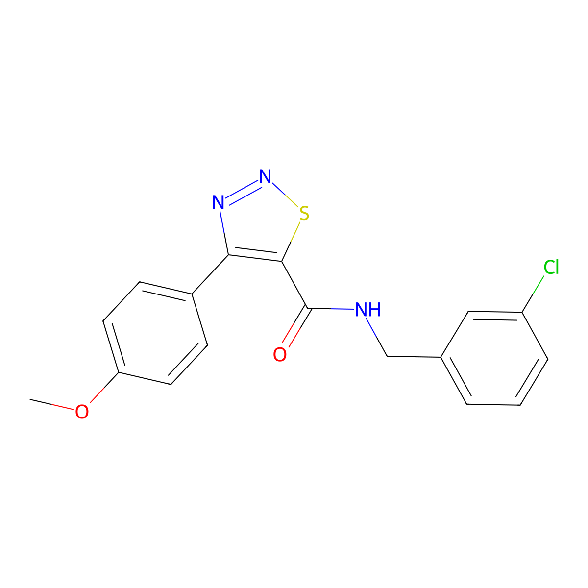 N-(3-chlorobenzyl)-4-(4-methoxyphenyl)-1,2,3-thiadiazole-5-carboxamide molecular structure, CAS 1190276-36-8