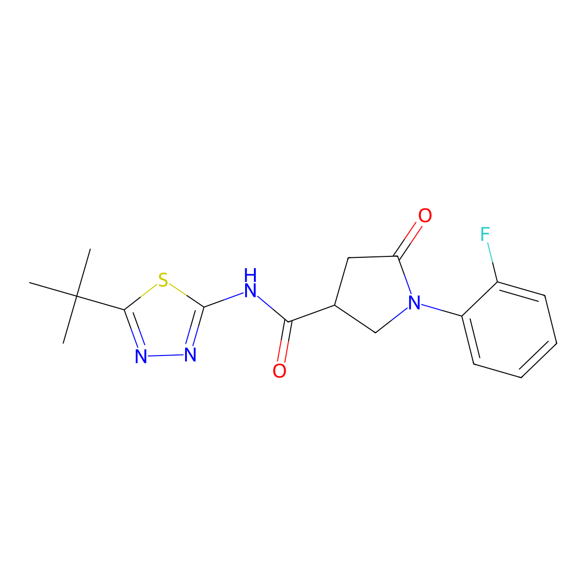 N-[(2E)-5-tert-butyl-1,3,4-thiadiazol-2(3H)-ylidene]-1-(2-fluorophenyl)-5-oxopyrrolidine-3-carboxamide molecular structure, CAS 1190276-37-9