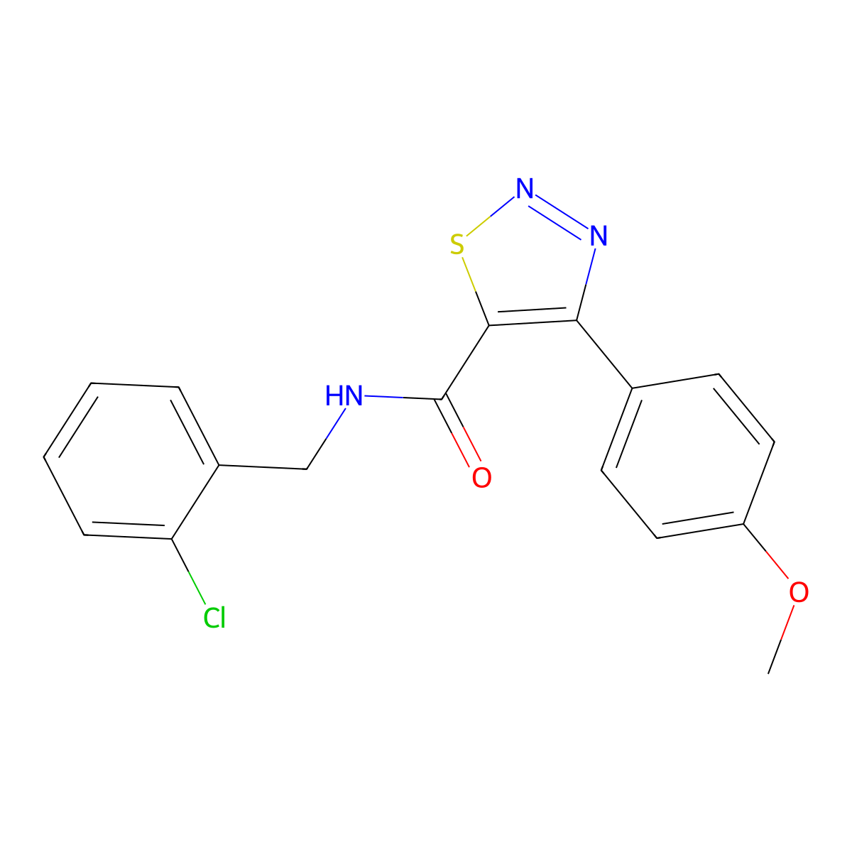 N-(2-chlorobenzyl)-4-(4-methoxyphenyl)-1,2,3-thiadiazole-5-carboxamide molecular structure, CAS 1190276-53-9
