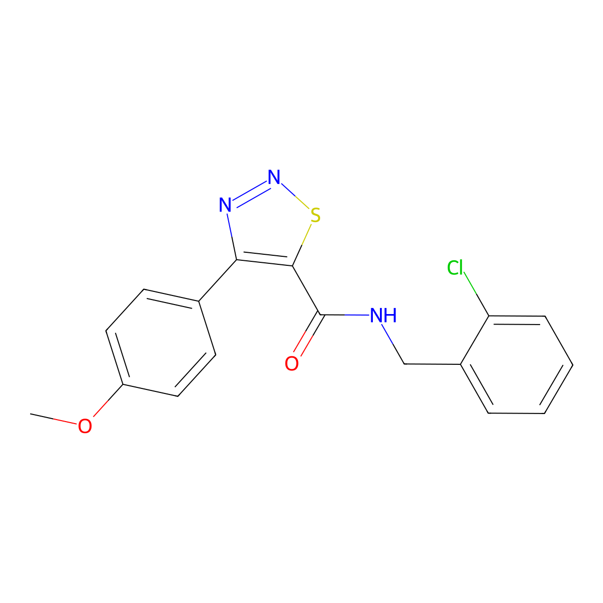 N-(2-chlorobenzyl)-4-(4-methoxyphenyl)-1,2,3-thiadiazole-5-carboxamide molecular structure, CAS 1190276-53-9