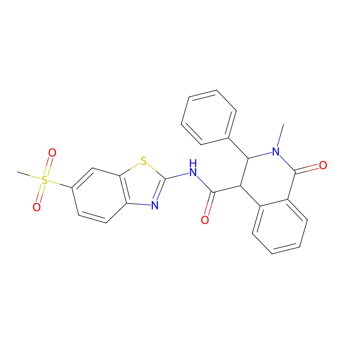 2-methyl-N-[(2Z)-6-(methylsulfonyl)-1,3-benzothiazol-2(3H)-ylidene]-1-oxo-3-phenyl-1,2,3,4-tetrahydroisoquinoline-4-carboxamide molecular structure, CAS 1190276-54-0