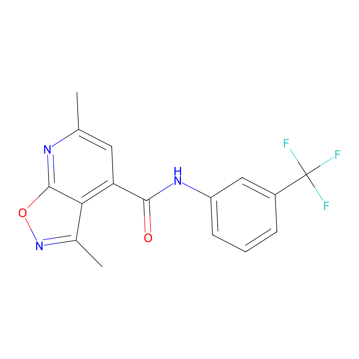3,6-dimethyl-N-[3-(trifluoromethyl)phenyl][1,2]oxazolo[5,4-b]pyridine-4-carboxamide molecular structure, CAS 1190276-55-1
