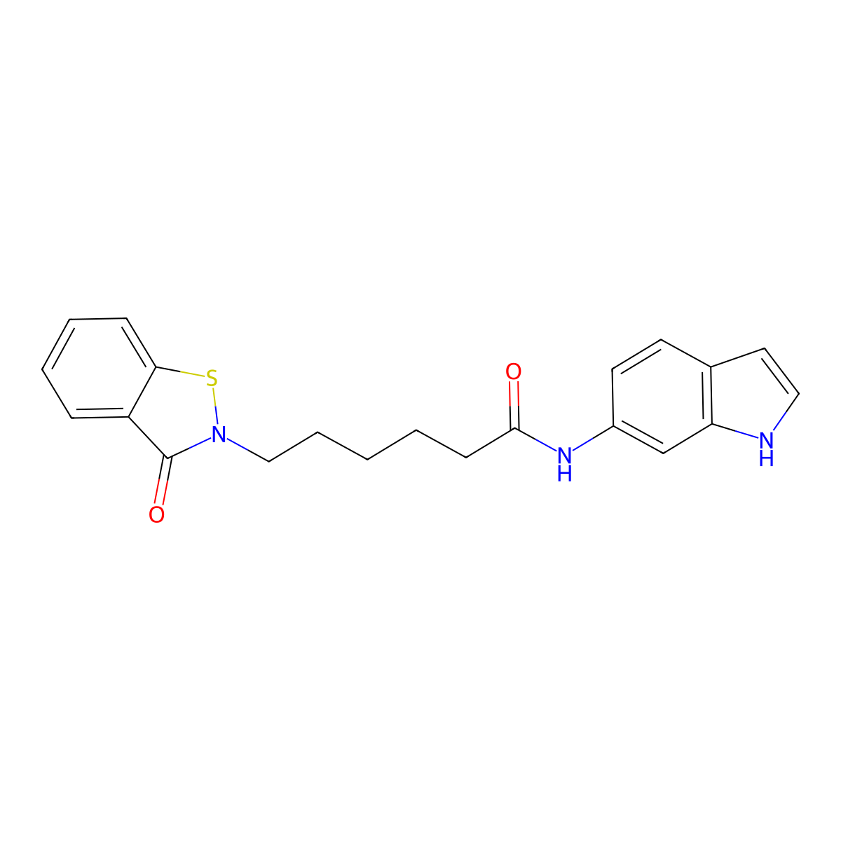 N-(1H-indol-6-yl)-6-(3-oxo-1,2-benzothiazol-2(3H)-yl)hexanamide molecular structure, CAS 1190276-56-2