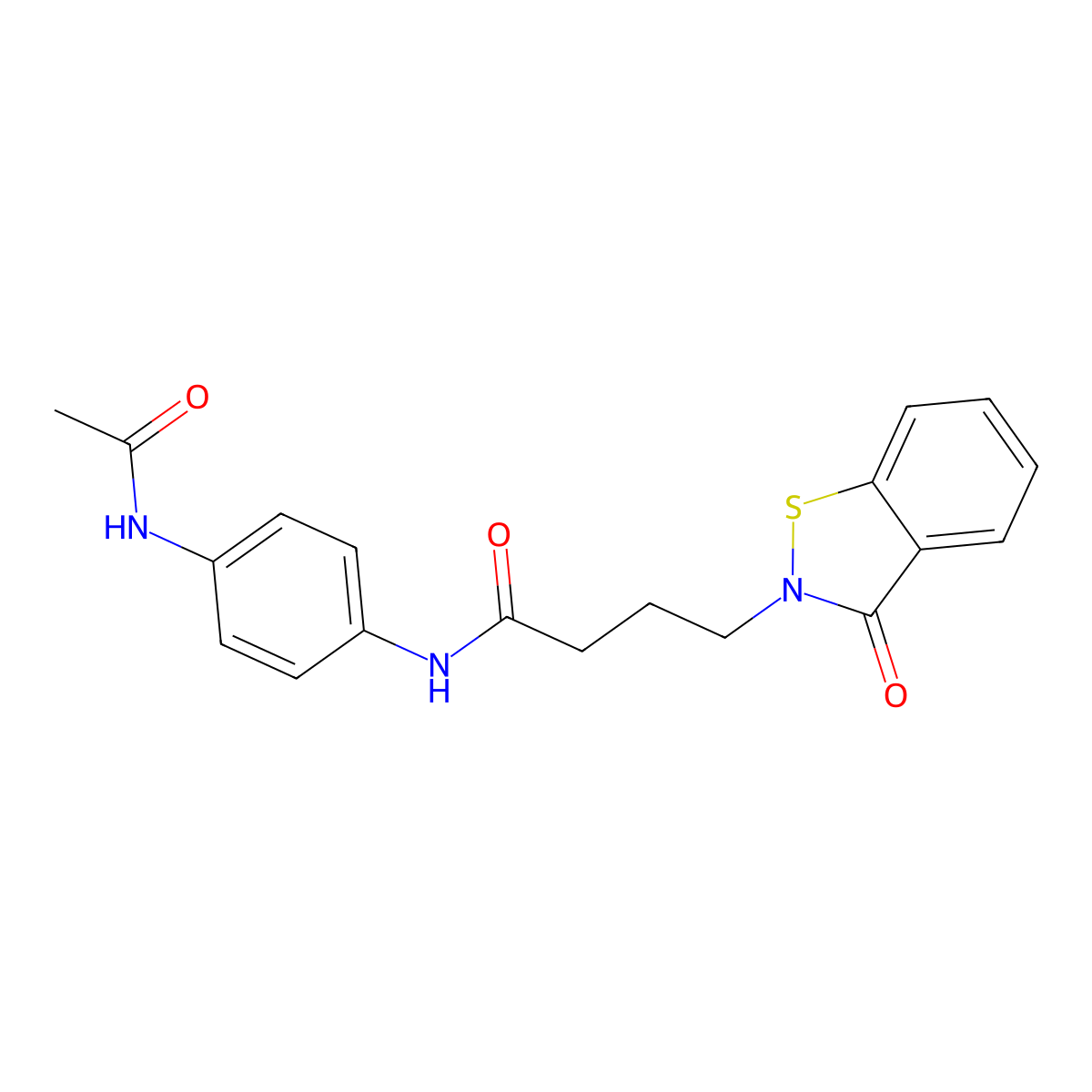 N-[4-(acetylamino)phenyl]-4-(3-oxo-1,2-benzothiazol-2(3H)-yl)butanamide molecular structure, CAS 1190276-62-0