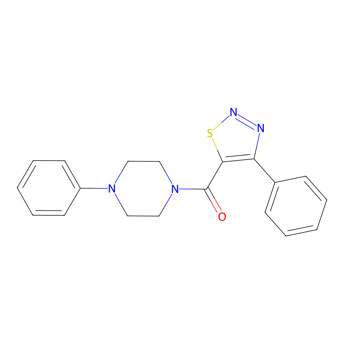 (4-Phenylpiperazin-1-yl)(4-phenyl-1,2,3-thiadiazol-5-yl)methanone molecular structure, CAS 1190276-64-2