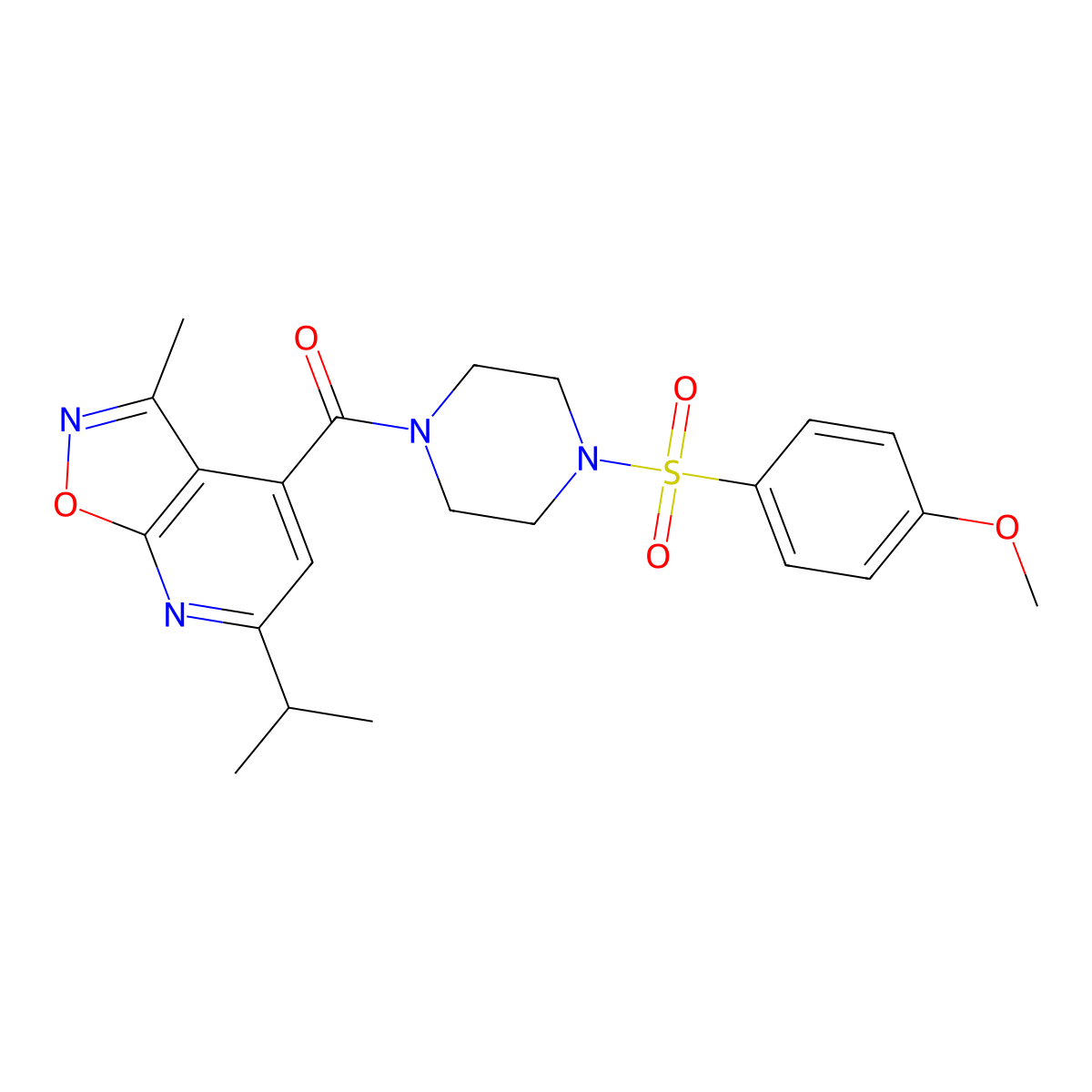 6-Isopropyl-4-({4-[(4-methoxyphenyl)sulfonyl]-1-piperazinyl}carbonyl)-3-methylisoxazolo[5,4-b]pyridine molecular structure, CAS 1190276-74-4