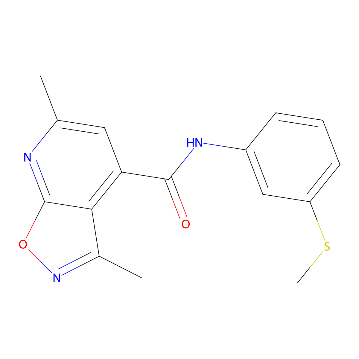 3,6-dimethyl-N-[3-(methylsulfanyl)phenyl][1,2]oxazolo[5,4-b]pyridine-4-carboxamide molecular structure, CAS 1190276-94-8
