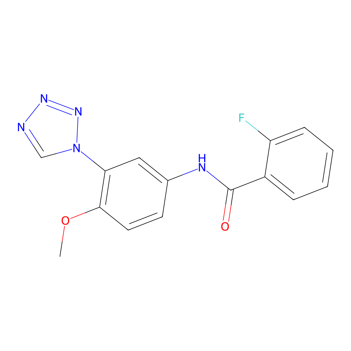 2-fluoro-N-[4-methoxy-3-(1H-tetrazol-1-yl)phenyl]benzamide molecular structure, CAS 1190277-02-1