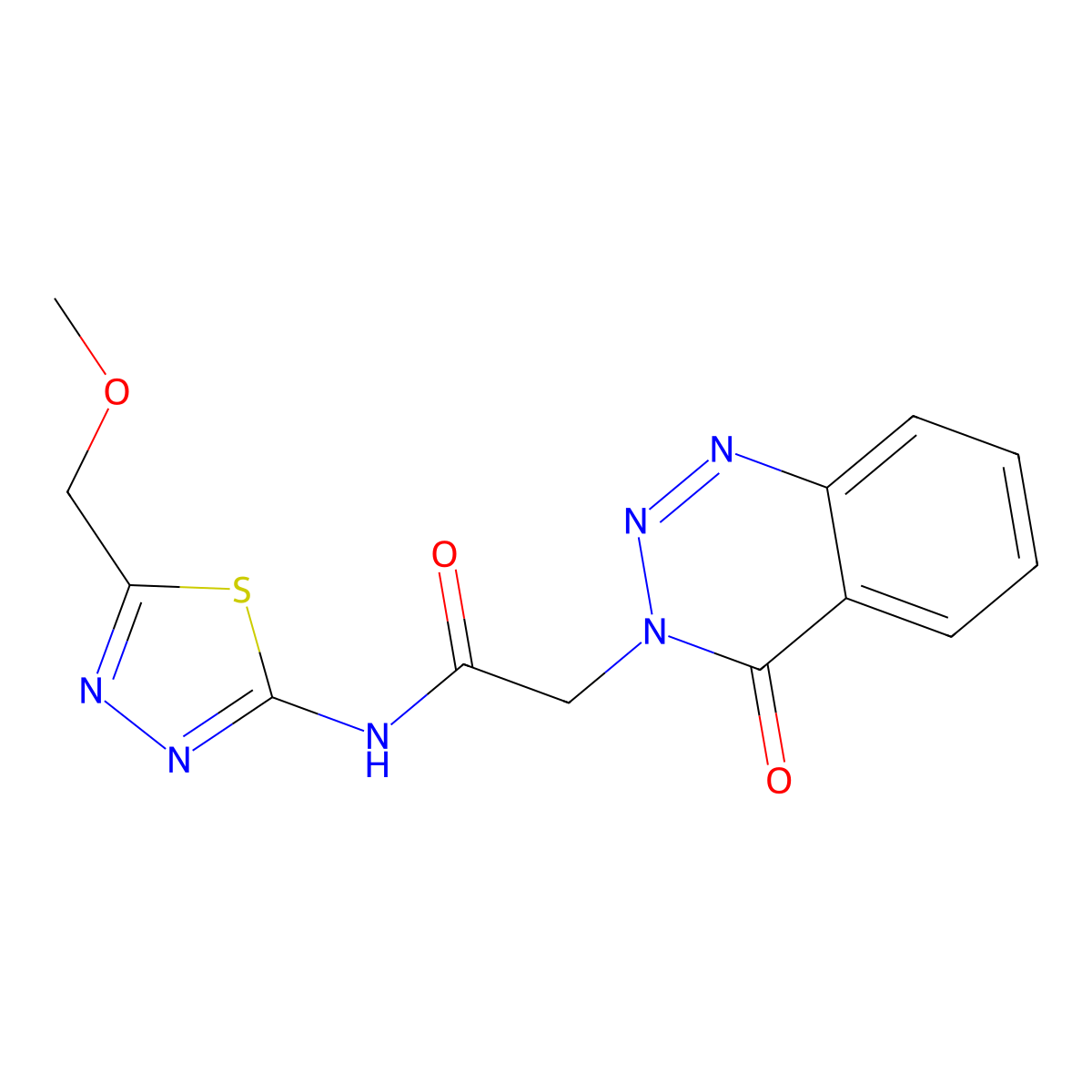 N-[(2E)-5-(methoxymethyl)-1,3,4-thiadiazol-2(3H)-ylidene]-2-(4-oxo-1,2,3-benzotriazin-3(4H)-yl)acetamide molecular structure, CAS 1190277-04-3