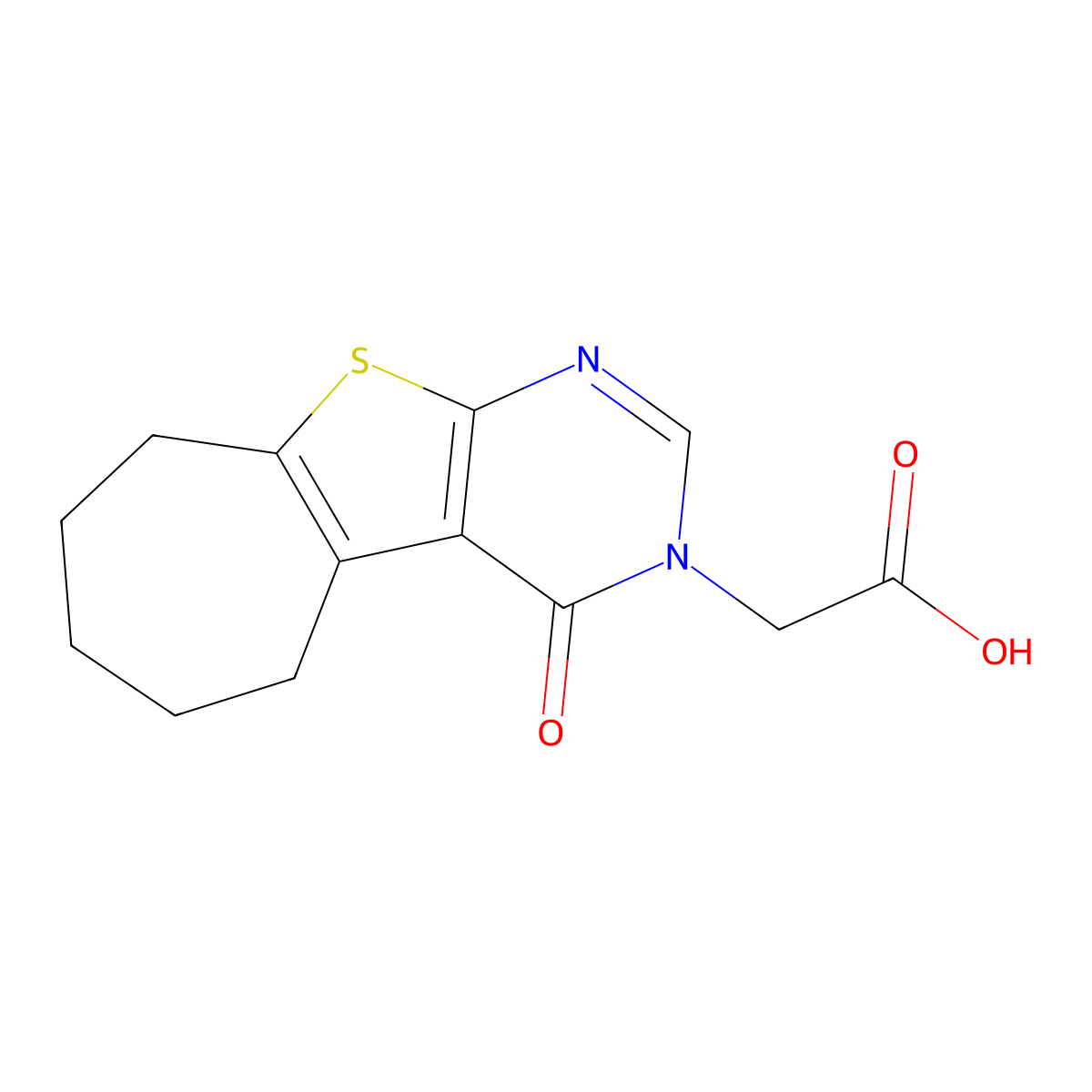 (4-oxo-6,7,8,9-tetrahydro-4H-cyclohepta[4,5]thieno[2,3-d]pyrimidin-3(5H)-yl)acetic acid molecular structure, CAS 1190277-05-4