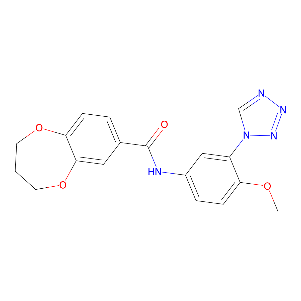 N-[4-methoxy-3-(1H-tetrazol-1-yl)phenyl]-3,4-dihydro-2H-1,5-benzodioxepine-7-carboxamide molecular structure, CAS 1190277-08-7